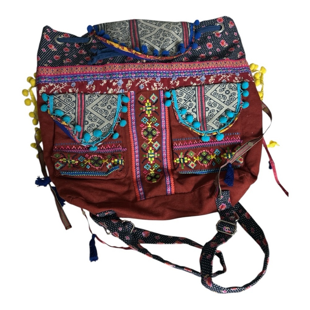 Ecote Uo Patchwork Pom Pom Backpack - image 1